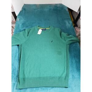 Nautica Sweater Size Medium Mens Green Long Sleeve Crew Neck Preppy NWD